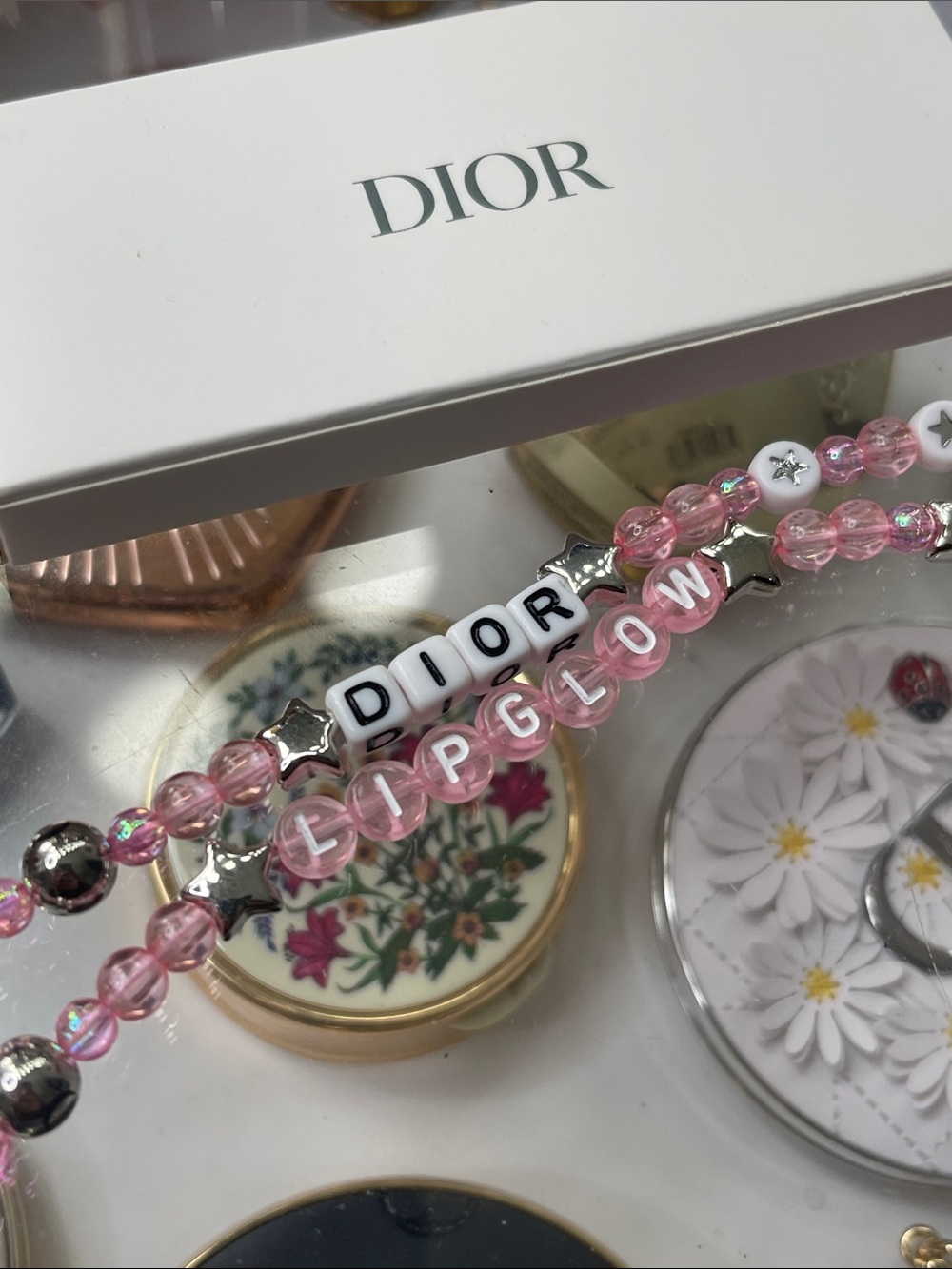 Dior pink beaded phone charm BNIB - Picture 2 of 3